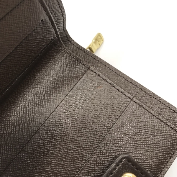 □287578 ルイヴィトン LOUIS VUITTON 二つ折り財布 コンパクトジップ ダミエ レザー N61668 エベヌ ブラウン レディース