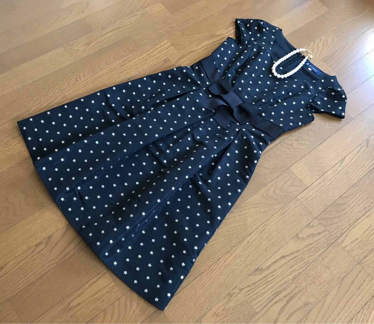 最終価格！M's 刺繍 ジャガード フラワー 花 ブルー ワンピース エムズ