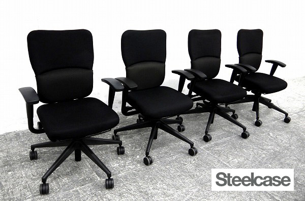 ★Steelcase/スチールケース★Let'sB/レッツビー★人間工学★会議ミーティング/応接★高機能/デスクチェア4脚セット★高級/事務椅子★