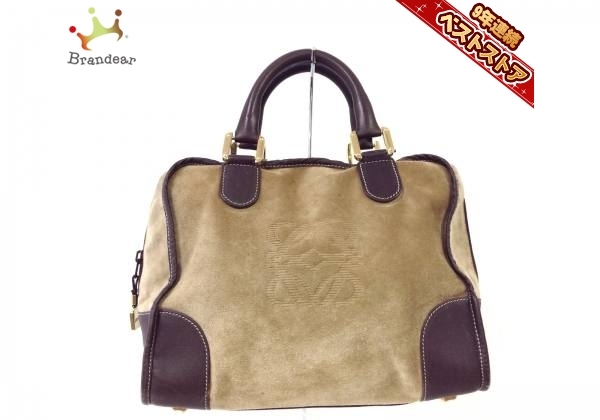 ロエベ LOEWE バッグ ハンドバッグ スエード×レザー ライトブラウン