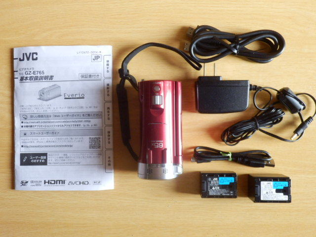 JVC GZ-E765電池2個付 GZ-E765 Everio 美品 純正バッテリー2個
