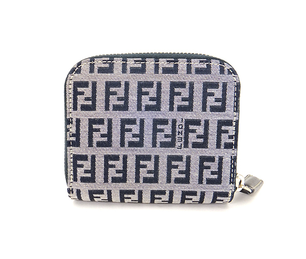 FENDI フェンディ ズッカ ナイロンキャンバス 二つ折り財布 ネイビー