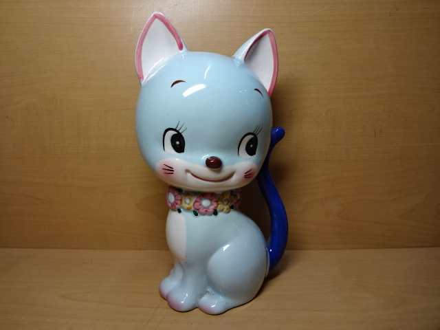 昭和レトロ 内藤ルネ 猫 貯金箱 陶器製 2体 ネコ 当時物 ファンシー