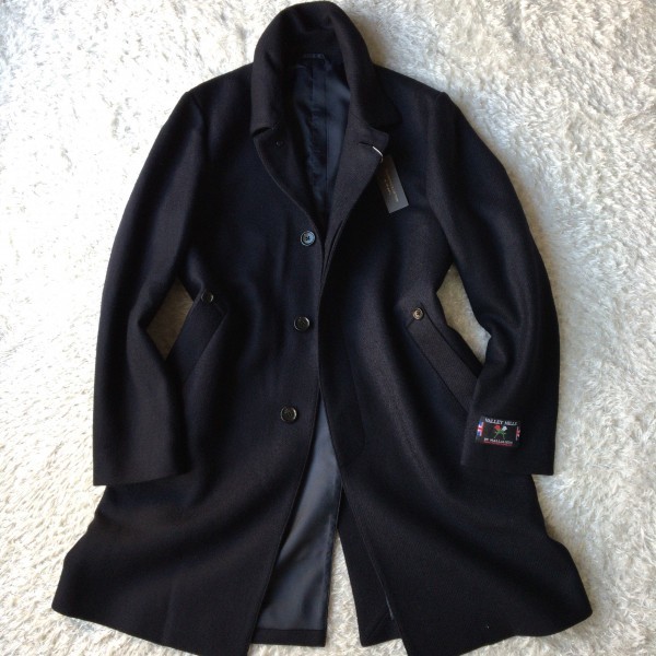 1167 # 新品【英国調アズーロ MALLALIEUS チェスターコート メンズ (L位)】ツイード素材 トラッドマン ネイビー