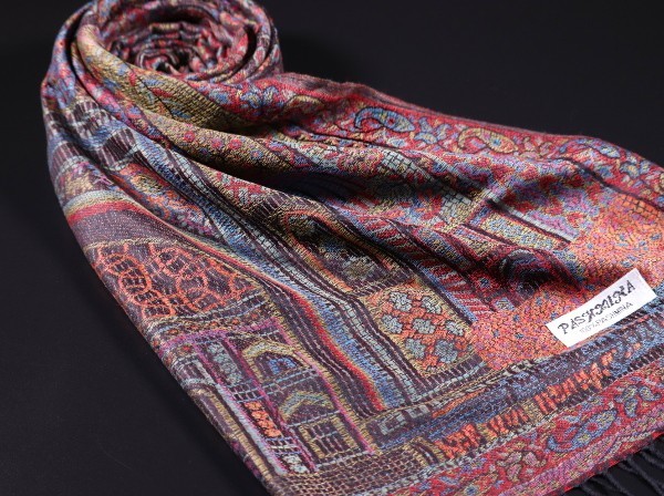 お得，安い WINTER PASHMINAS OM-0207 ブラック/レッド系 Castle Paisley 大判 ストール/マフラー Scarf/ Stall 極上 パシュミナ100%(カシミア、パシュミナ)｜売買されたオークション情報、yahooの商品情報をアーカイブ公 カシミア、パシュミナ