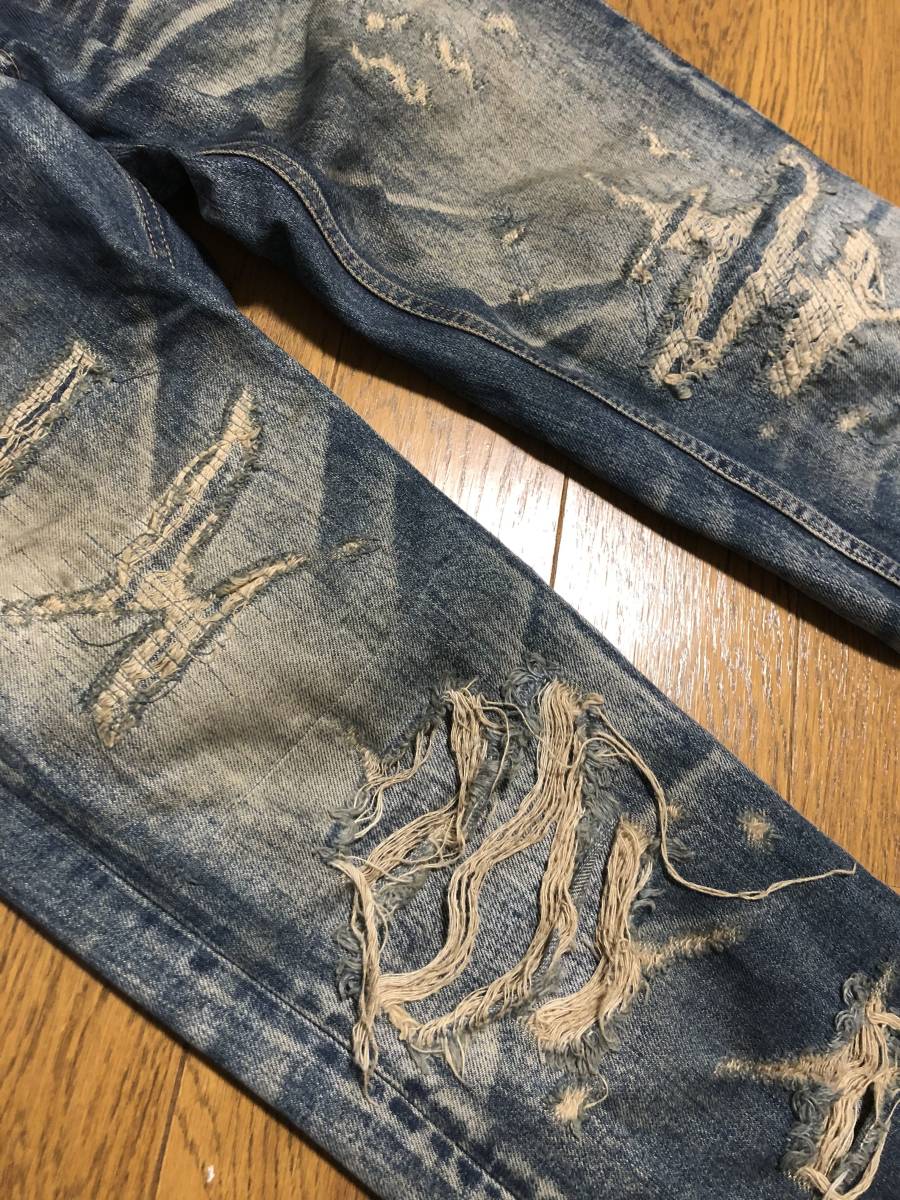 ego tripping ダメージデニムパンツ 青