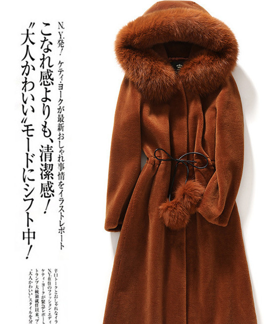 高級感満載！！！防寒良品☆カシミヤ 毛皮コート 中・長セクション 