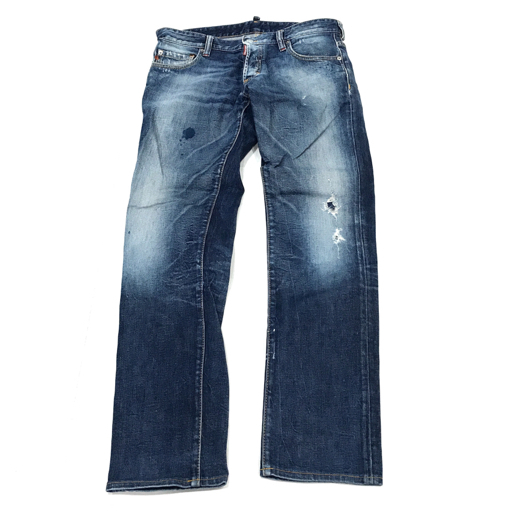 DSQUARED2 ダメージ・ペイント加工 デニム　48 立体裁断 ディースクエアード 48 パンツ ダメージ加工 ペイント加工 デニム
