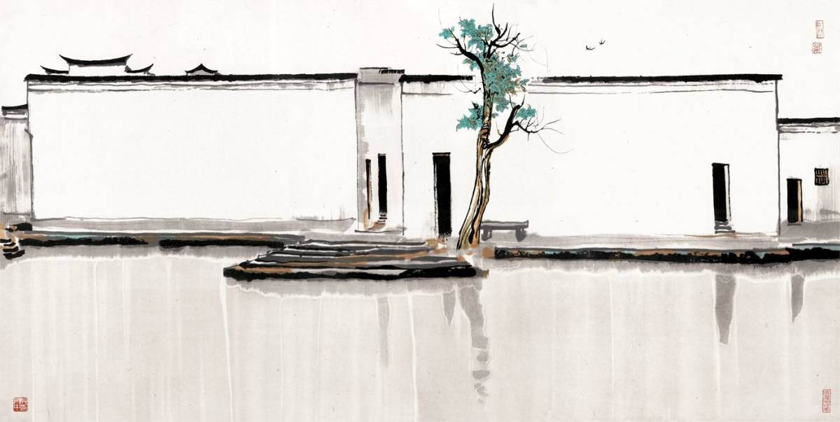 Swallows 双燕Two 吴冠中– Wu Art 杭州で立ち退き、呉冠中の絵の中に