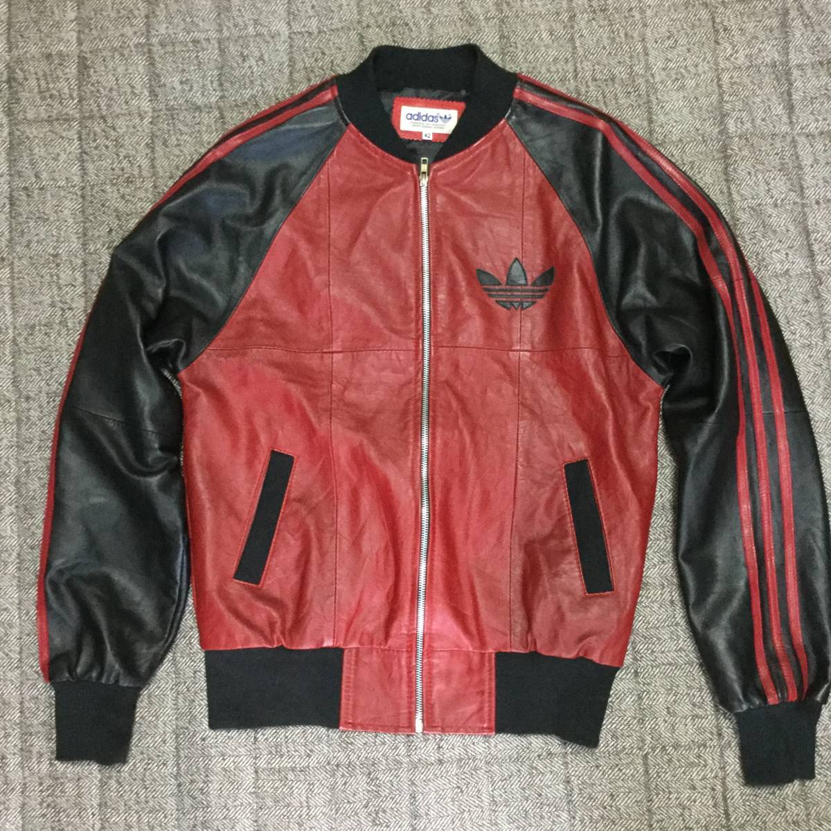 80s 超希少】adidas レザー ジャケット アディダス ビンテージ ダンス