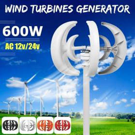 最大600W 風力発電機 懐中電灯 5ブレード モーターキット 垂直シャフト 【24V 白】