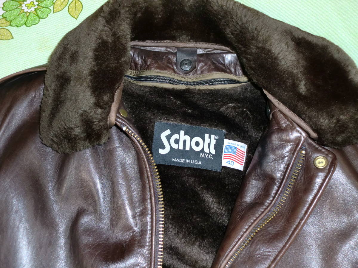 ショット USA製 Schott SCHOTT G-1タイプ ボア ブラウン G-1 70年代 
