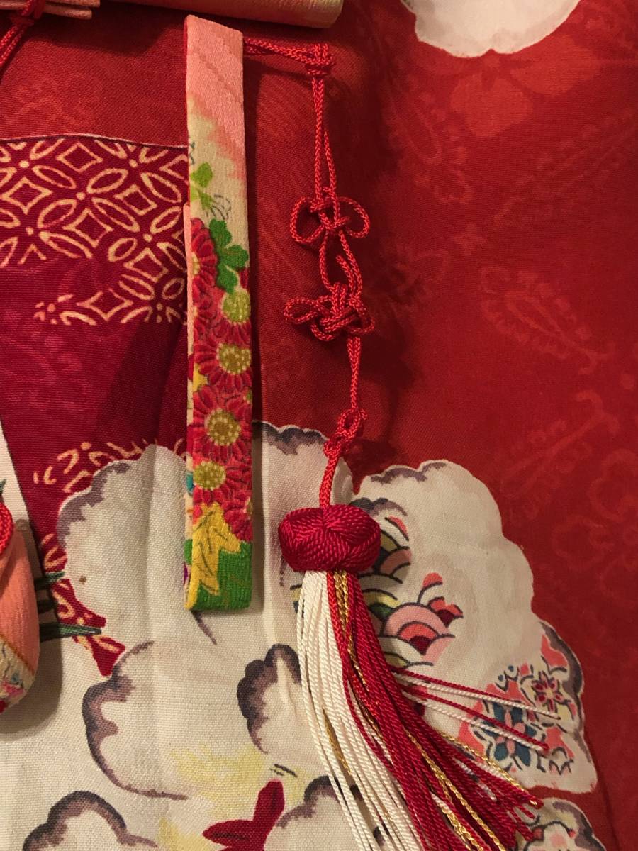 おはりばこ 古布の丸巾着とはこせこおそろいセット【巾着＆筥迫同柄