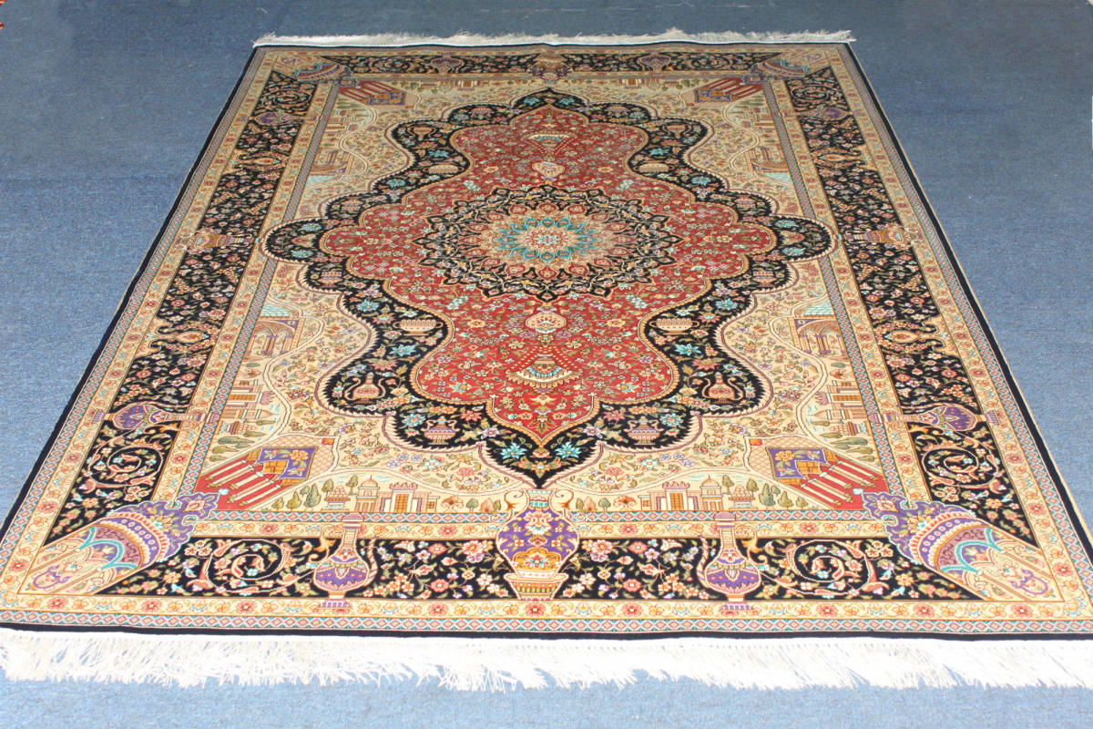 高級 トルコ絨毯 保証書つき 慶應◇本物保証 高級トルコ絨毯 シルク100