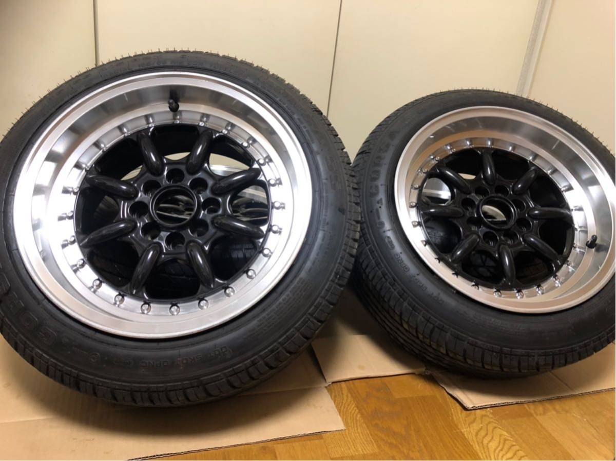 15×8J 185/55R15 ワタナベ風 3ピース 旧車 深リム 8スポーク 4穴マルチ 