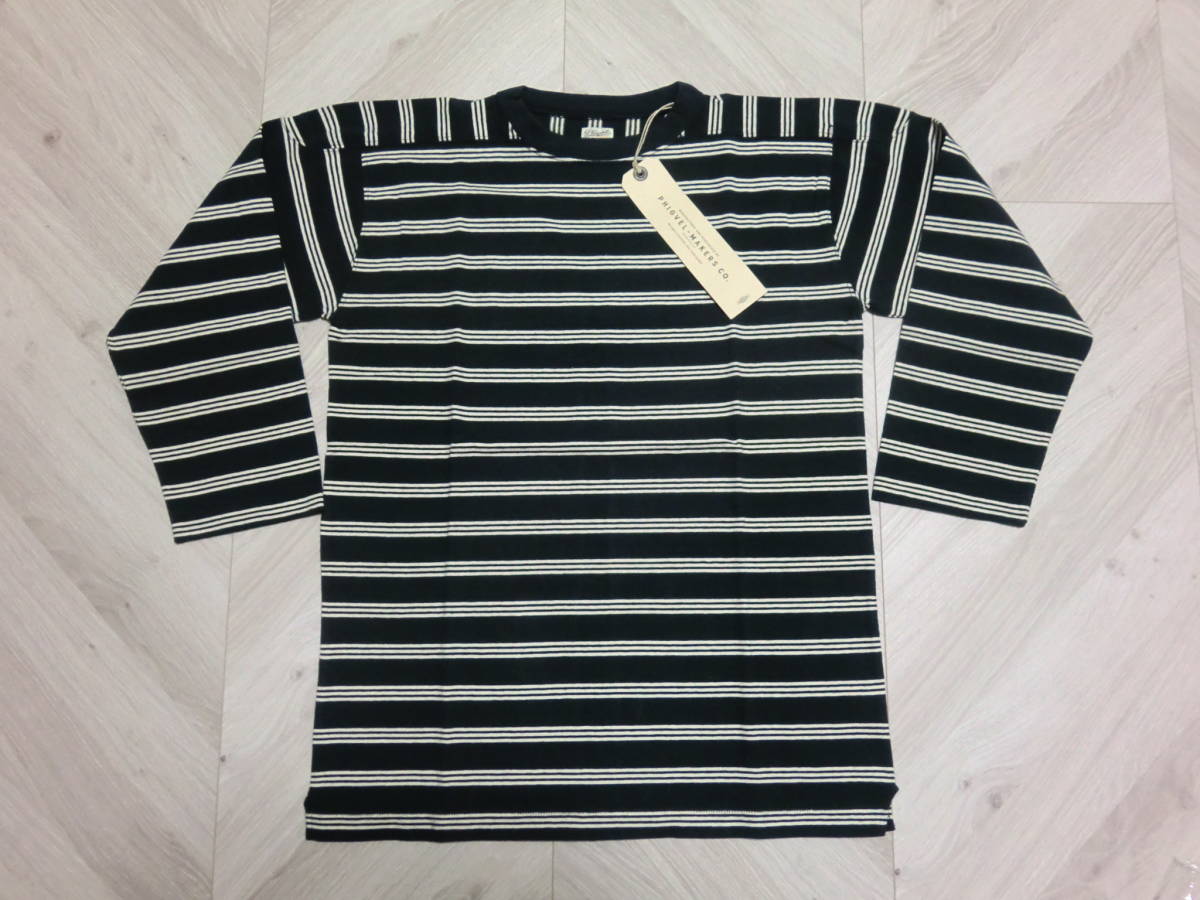 PHIGVEL BORDER 3QUARTER TOP 黒3＊フィグベル ボーダー 7分丈 