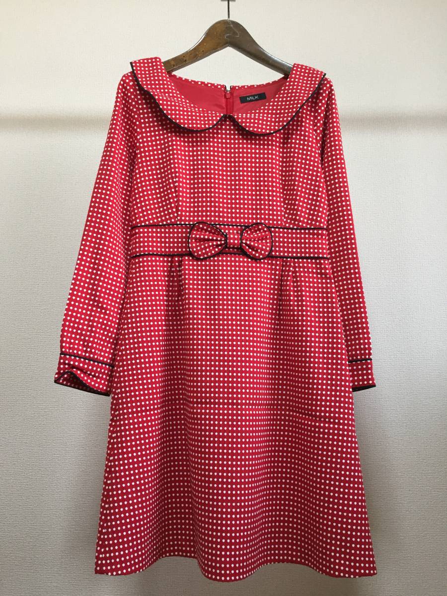 【得価，限定セール】 A1-10 woman：S MILKの長袖ワンピース/白ドット柄/日本製(ワンピース)｜売買されたオークション情報、yahooの商品情報をアーカイブ公開 - オークファン ワンピース