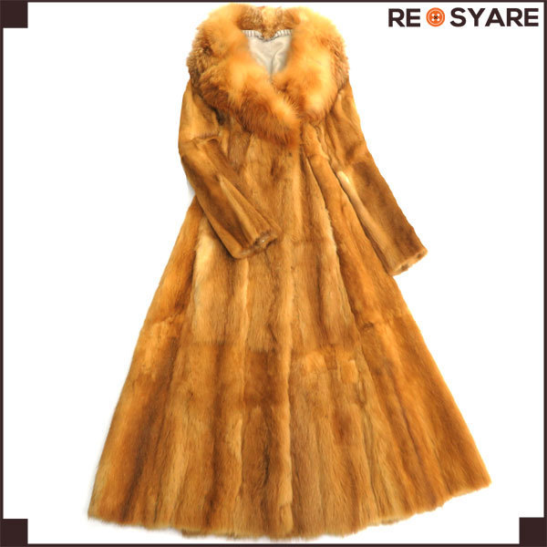 美品*高級*襟 レッド フォックス × ウィーゼル*本毛皮*109cm*