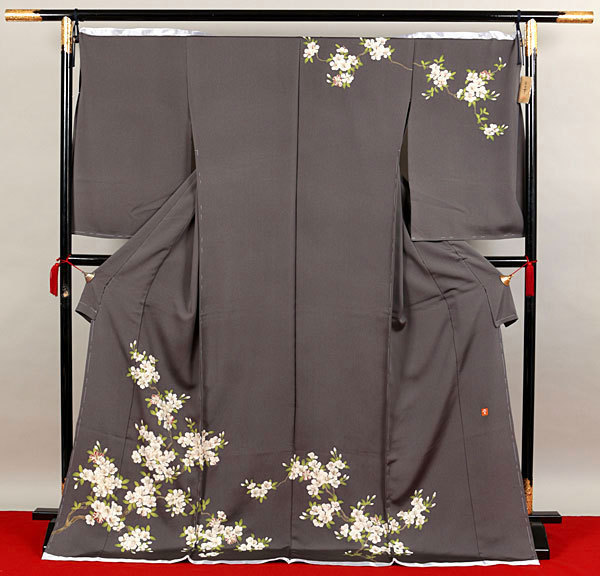 針子】 新品未使用◇夏着物 絽 付下げ◇仕付け糸付 花の丸 四季の花