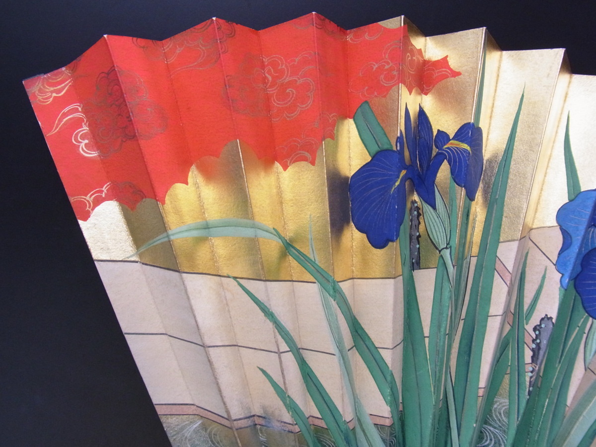 京都 十松屋福井扇舗 金地 菖蒲文 舞扇 能楽 能扇 仕舞 扇子 飾扇