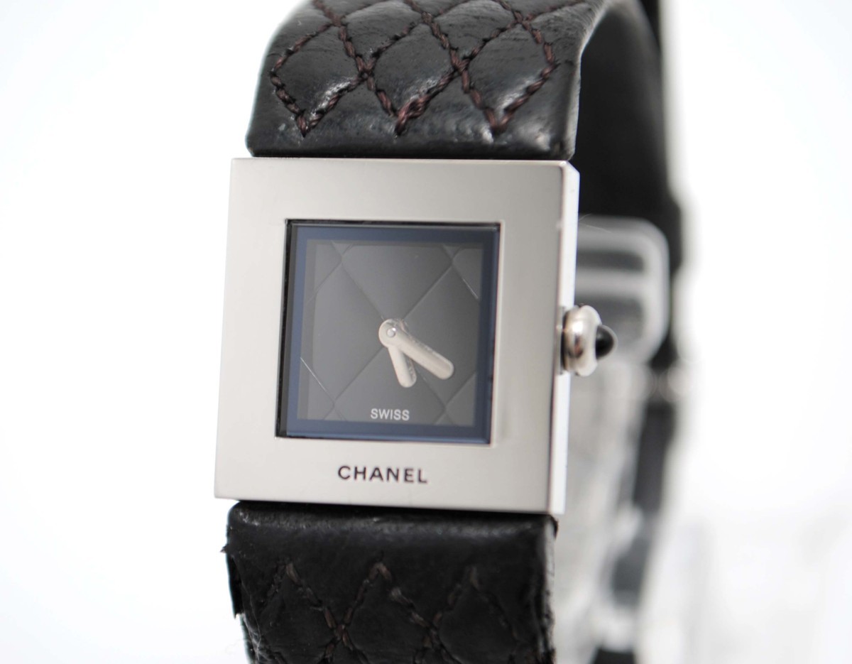 CHANEL マトラッセ ブラック文字盤 クロコ 不動 CHANEL シャネル 時計 マトラッセ ブラック文字盤 動作OK