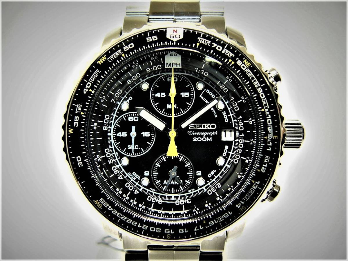 □EX□新品 即決 SEIKO セイコー パイロット アラーム クロノグラフ