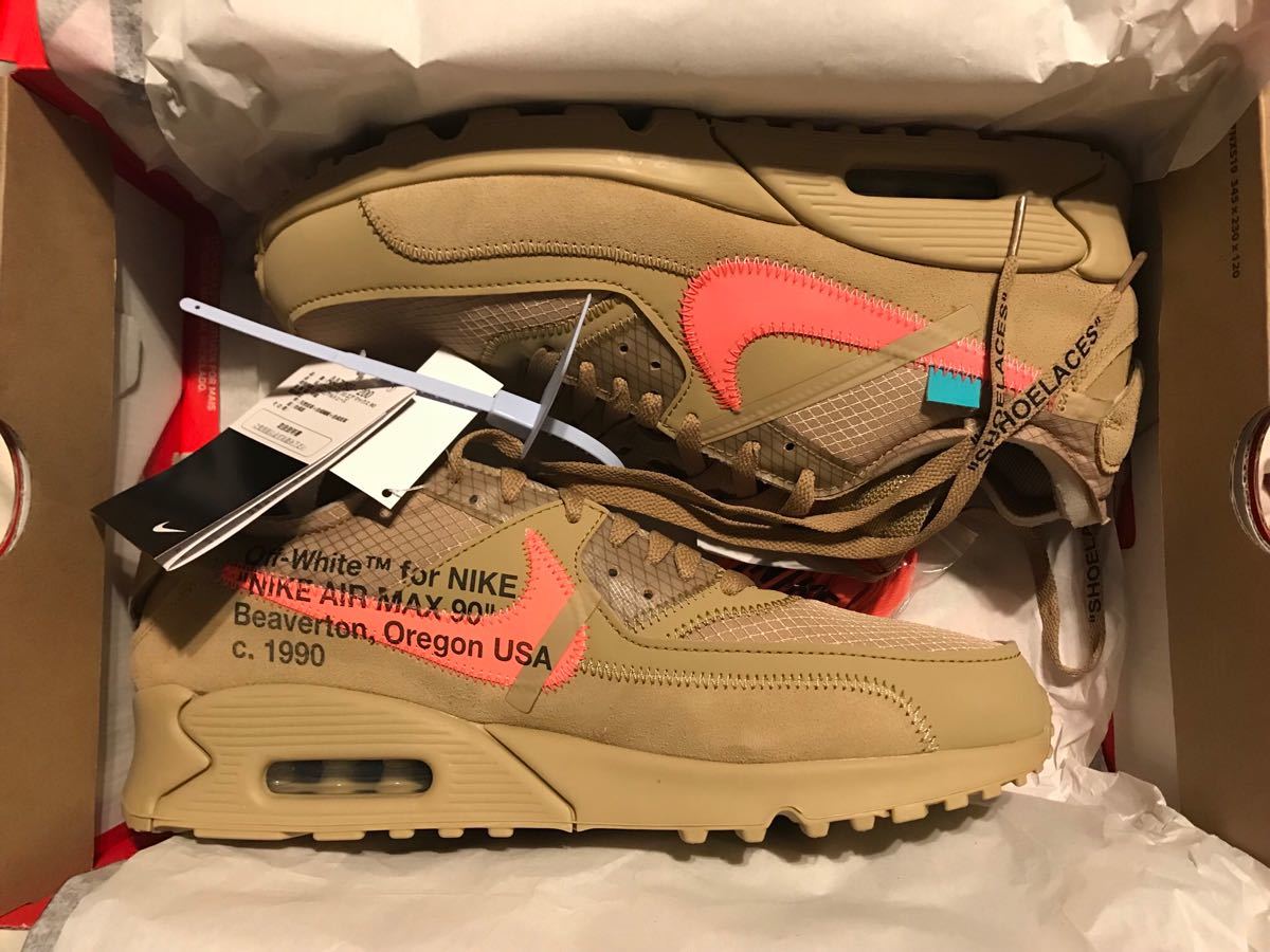 28.5cm OFF-WHITE THE 10 NIKE AIR MAX 90 BEIGE 黒タグ付き 国内正規品 新品 オフホワイト ザテン ナイキ エアマックス90 AA7293 200