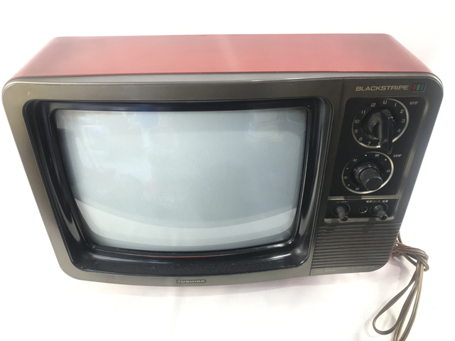 昭和レトロ TOSHIBA 東芝 ブラウン管テレビ 赤 アンティーク 14P349 14