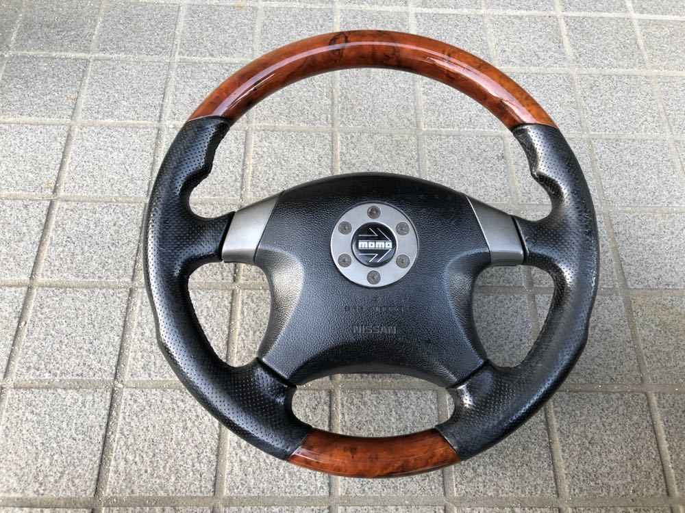 Yahoo!オークション - ステアリング 「日産純正momoウッドステアリング 
