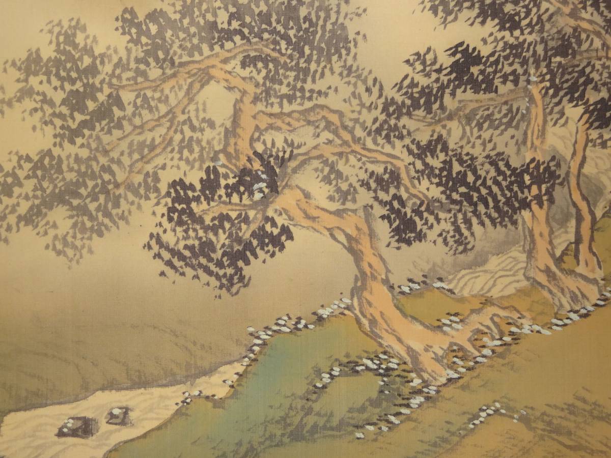 掛軸 谷文晁 メルカリ 山水画 - 華国『彩色山水図』絹本 肉筆 中島清堂