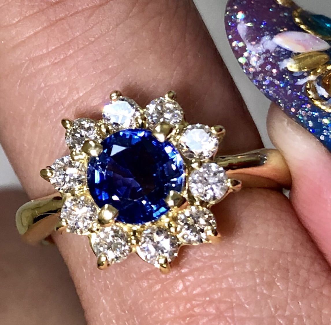 《SAPPHIRE》K18 サファイア 1.083ct ダイヤモンド 0.62ct リング 指輪 ゴールド