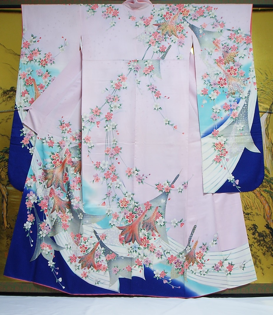 京花美】◇花C81◇振袖 袋帯セット 3点 すべて正絹 着用可能