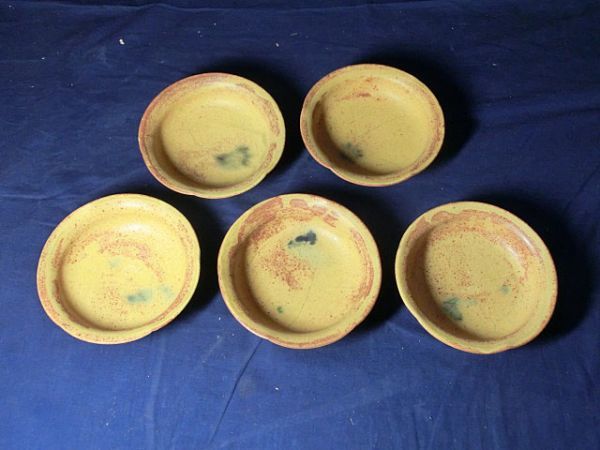 瀬津義雄 作 黄瀬戸 向付（5客）共箱（茶道具／小鉢／陶芸家） 作家「