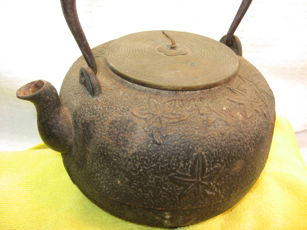 鉄瓶 南部鉄器 Hi19◇清光造 波千鳥透かし模様の水差し 環摘み ⁄ 銀に