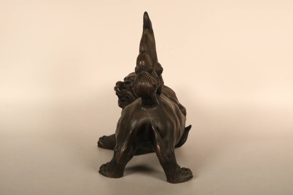 柴岡香山 備前焼 獅子置物 共箱 唐獅子 縁起物 細工物 厄除け 魔除け