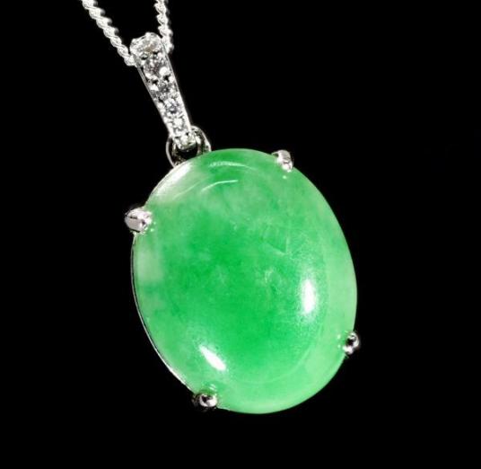 【極美】【定価24万】高純度 ミャンマーヒスイ ダイヤモンド ネックレス《上品》(天然 ジェダイト 硬玉 限定入荷 刻印有 PT SiL186-75-2