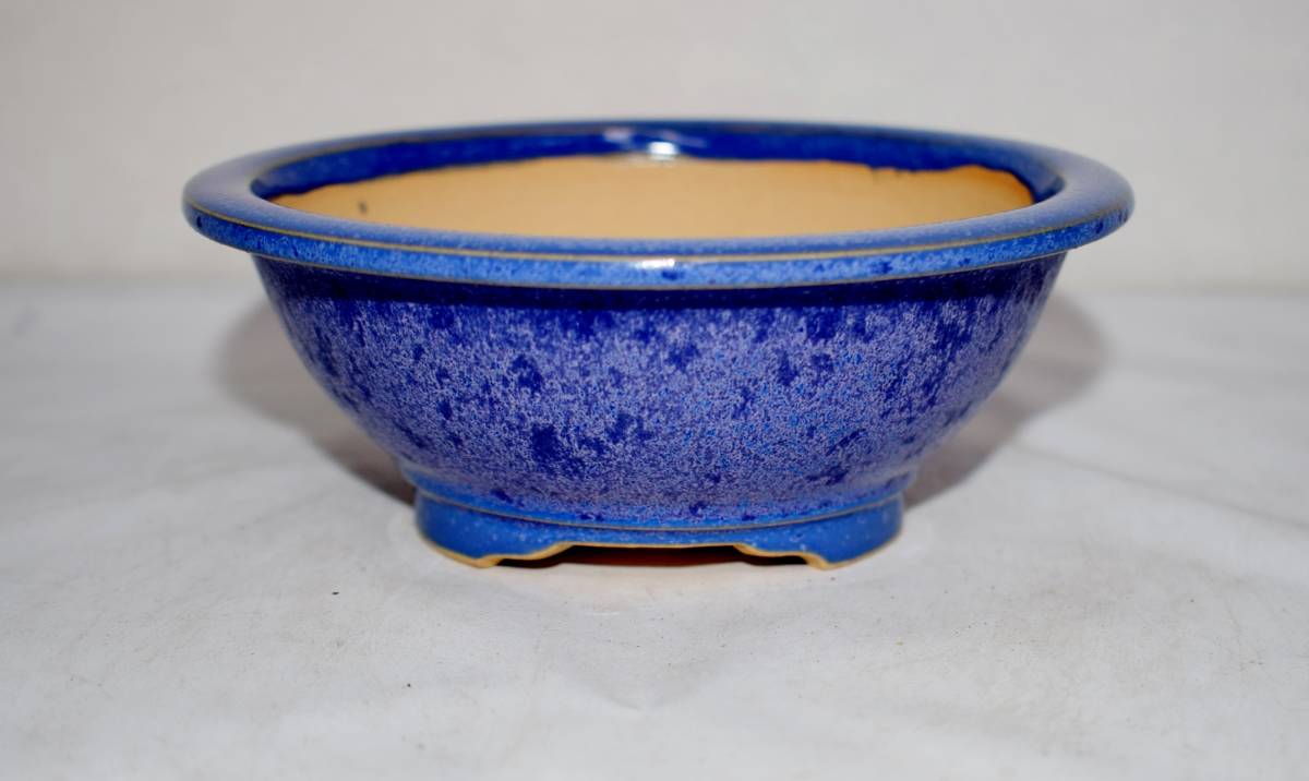 盆栽鉢 【加】667e 時代 青磁梅図六角三脚鉢 高さ 12，5cm / 植木鉢