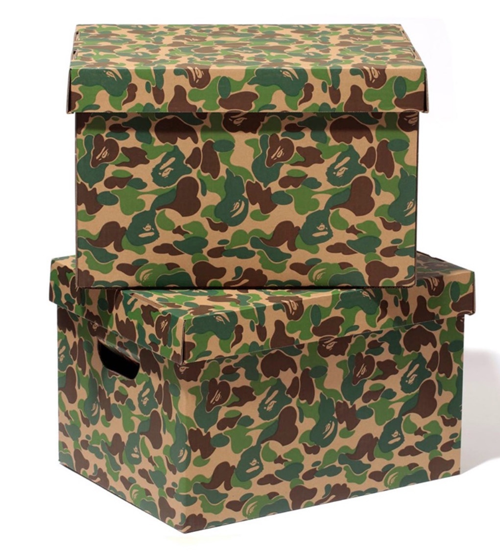 A Bathing Ape 迷彩メタルボックス　缶ケース 新品 BAPE ABC CAMO STORAGE BOX エイプ カモ 収納ボックス ベイプ A