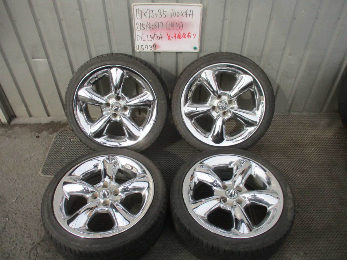 WORK グッカーズ 17インチ メッキ アルミホイール 215/40R17 PCD100 4 