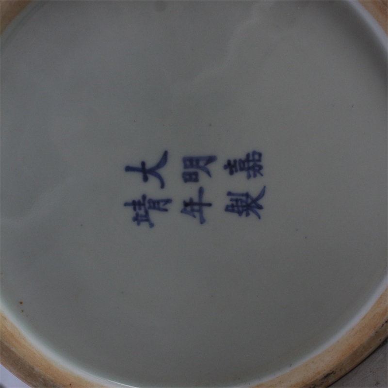 中国古董品 極上珍品 明代 嘉靖年間 青花 五彩 百 将軍の缶 観賞する 置き物 旧藏 as11