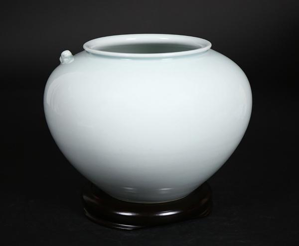 真作】【WISH】安東五 「樊川窯 白磁丸壺」樊川窯 共箱 高さ16.5cm 2.7