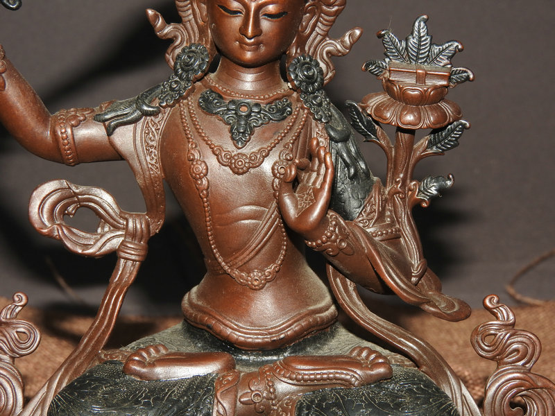 西蔵友人委託販売 古銅製 文殊菩薩 古仏像 供養仏像 約16 【公式通販】
