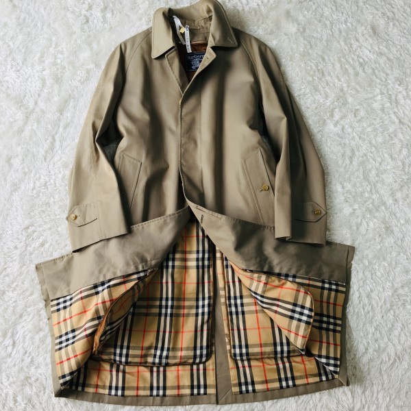 メンズ 美品 バーバリーズ ステンカラーコート ライナー カーキM ノバ