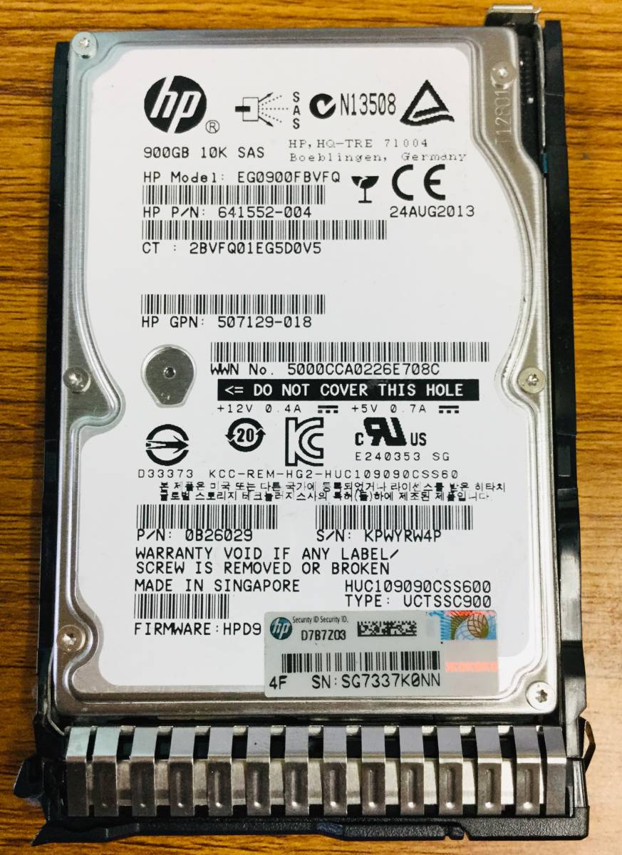 J704-L-21-② HP 10K SAS 2.5インチ 900GB HDD 1点【現状お渡し品】