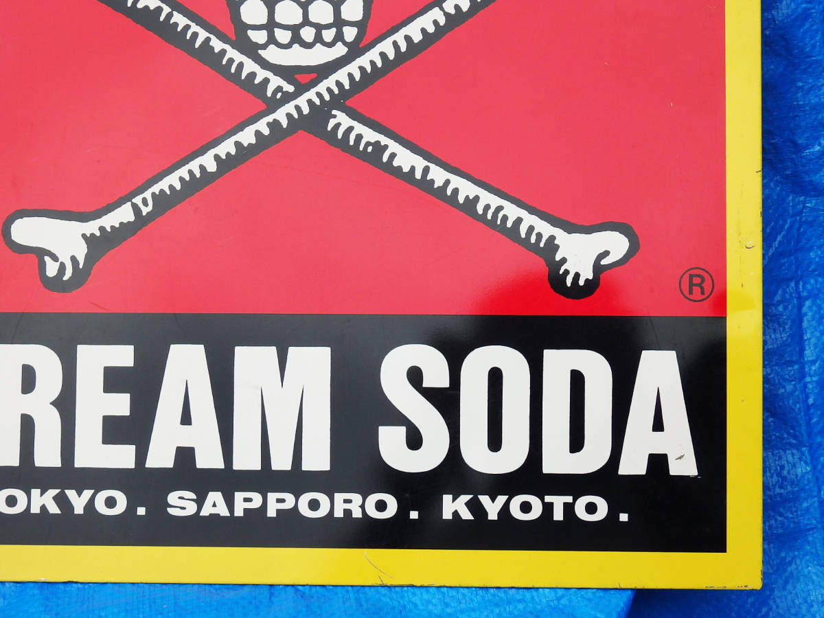 クリームソーダ SODA CREAM 角ドクロ ◇クリームソーダ 看板 ブリキ