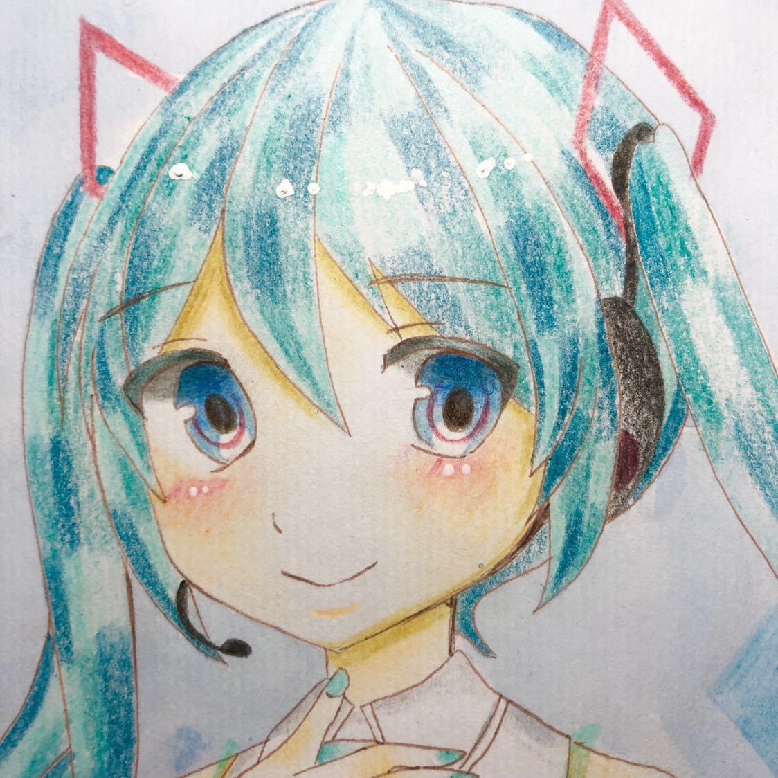 初音ミク☆手描きイラスト☆B5☆色鉛筆☆同人☆(手描きイラスト)｜売買
