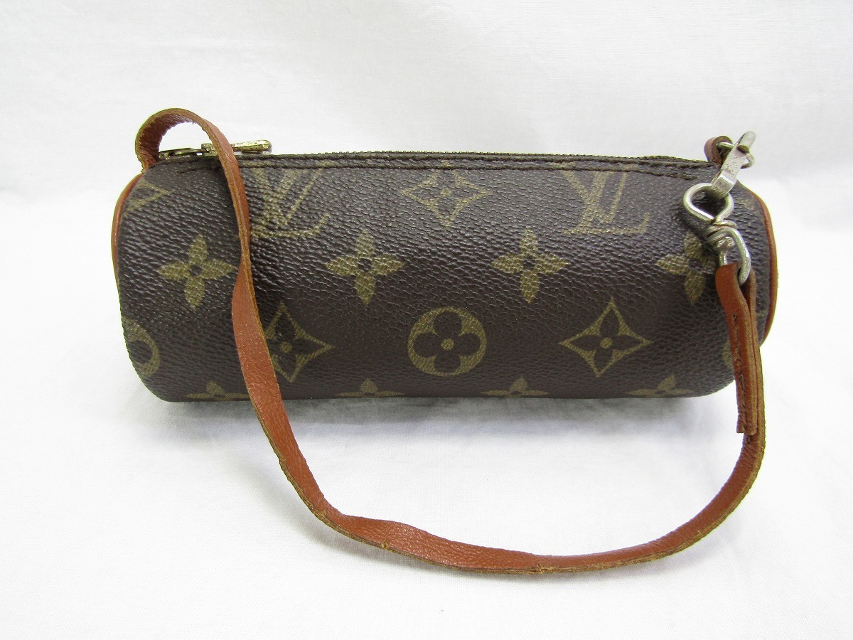 □1円スタート ルイヴィトン LOUISVUITTON パピヨン用ポーチ モノグラム ミニバッグ 付属品 レディース ハンドルに劣化あり□