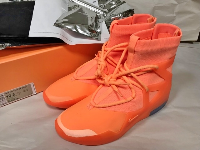 限定 新品 納品書付 USA SNKRS 購入 ナイキ NIKE エアフィアオブゴッド 1 フィアオブゴッド fear of god 1 オレンジ orange スニーカー