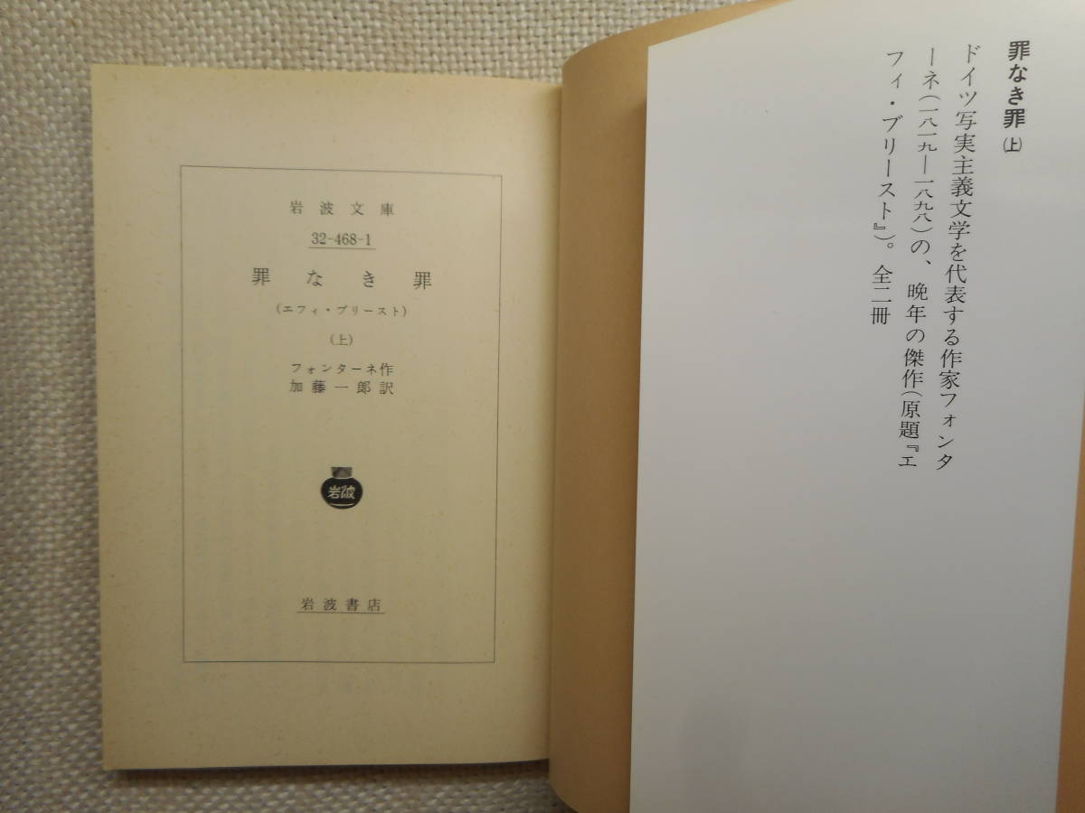絶版岩波文庫 罪なき罪 エフィ ブリースト 上下巻揃 フォンターネ作 加藤一郎訳 05年復刊 は行 売買されたオークション情報 Yahooの商品情報をアーカイブ公開 オークファン Aucfan Com