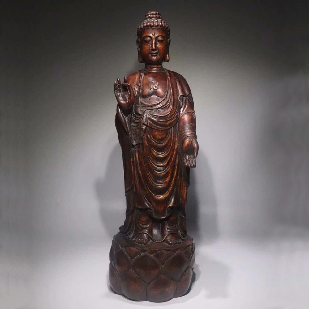 【真作】★清時代*沈香彫*「大日如来仏像」★極細工 置物 擺件 古賞物 中国古美術 旧蔵